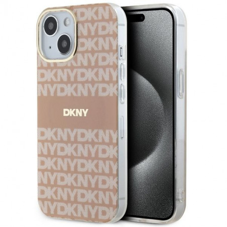 Kryt DKNY Repeat Texture Pattern Stripe na Apple iPhone 15 Plus MagSAFE Růžový